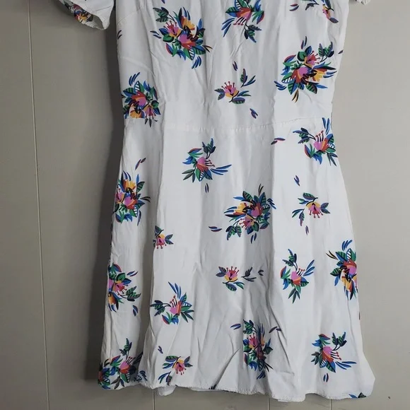 Topshop Ivory Floral Print Short Sleeve Dress 6 - Picture 3 of 6
